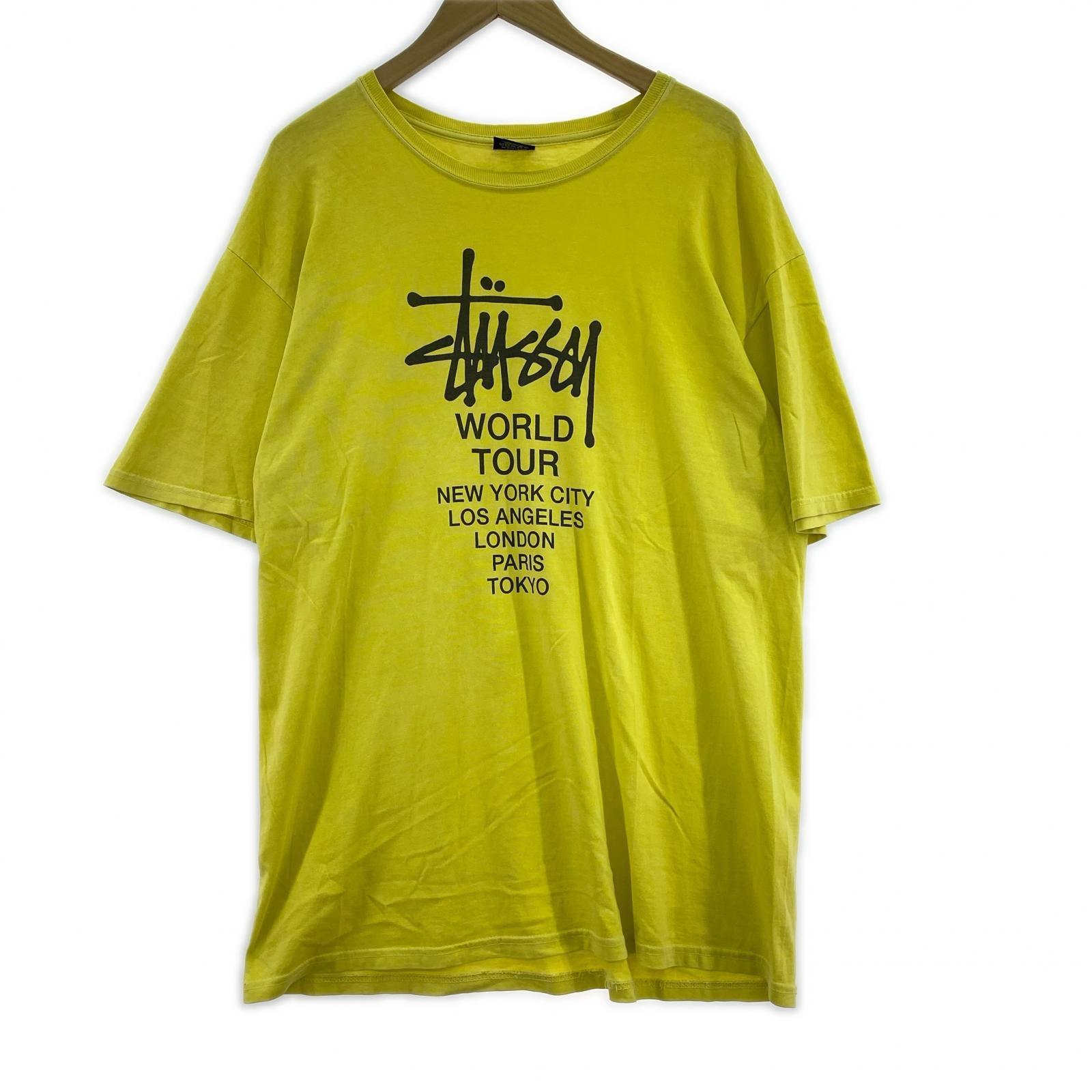 半袖Tシャツ STUSSY ピグメントダイ ワールドツアーTee L イエロー L