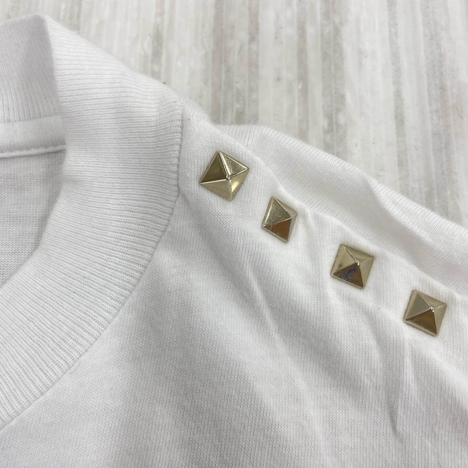 半袖Tシャツ スタッズTシャツ 白(S) S ホワイト
