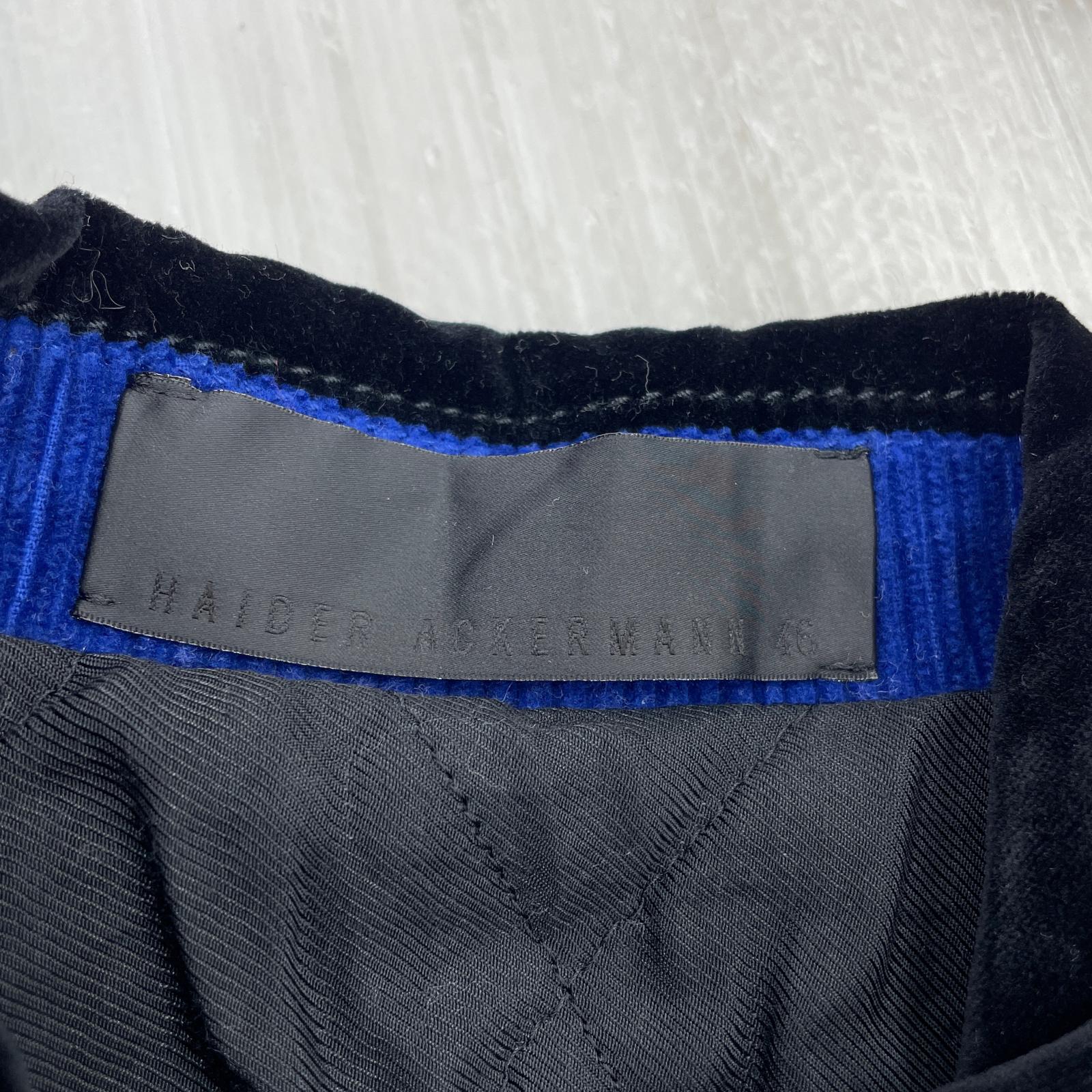 ジャケット HAIDER ACKERMANN 襟レザー コーデュロイカバーオール 46 ブルー 46 ブルー