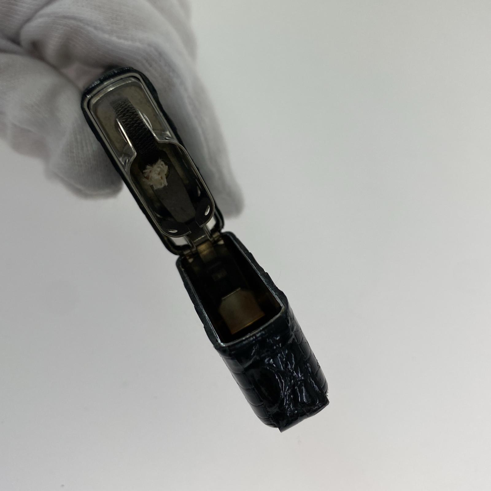 ライター オイルライター クロコ 革巻き 黒