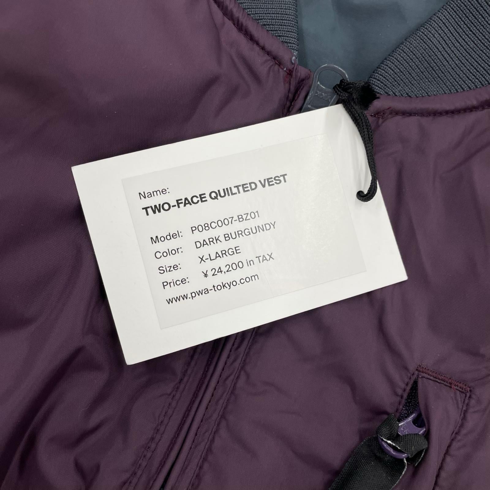 ジャケット PWA 24AW TWO-FACE QUILTED VEST パープル