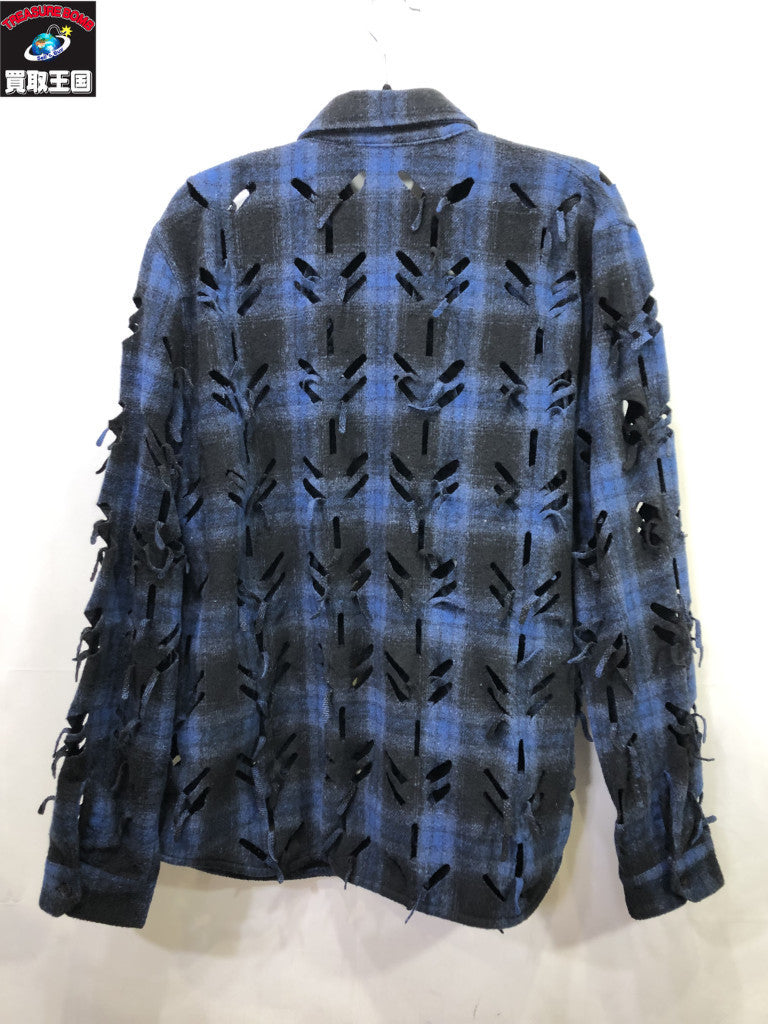 長袖シャツ 24AW/JUNTAE KIM LASERSLASHED SHIRTS/BLUE