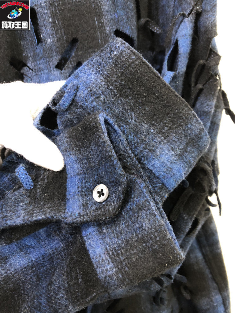 長袖シャツ 24AW/JUNTAE KIM LASERSLASHED SHIRTS/BLUE