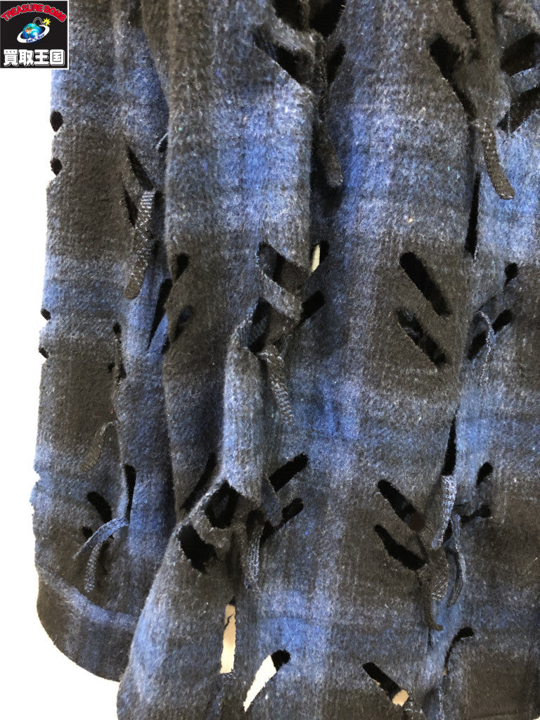 長袖シャツ 24AW/JUNTAE KIM LASERSLASHED SHIRTS/BLUE