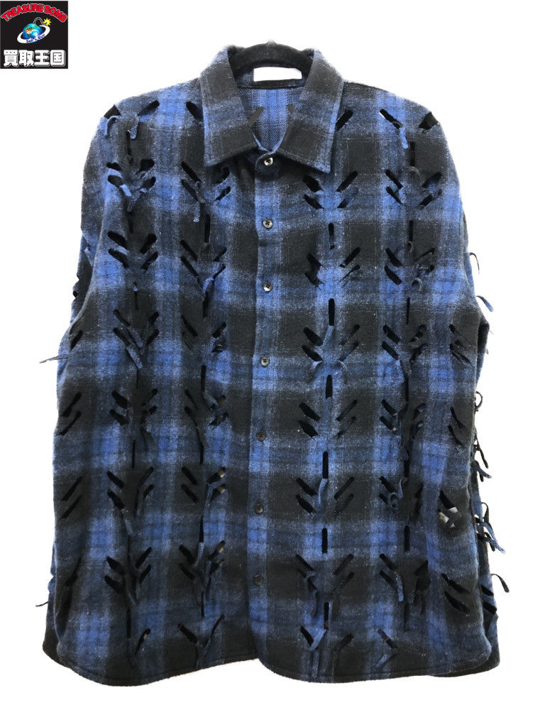 長袖シャツ 24AW/JUNTAE KIM LASERSLASHED SHIRTS/BLUE