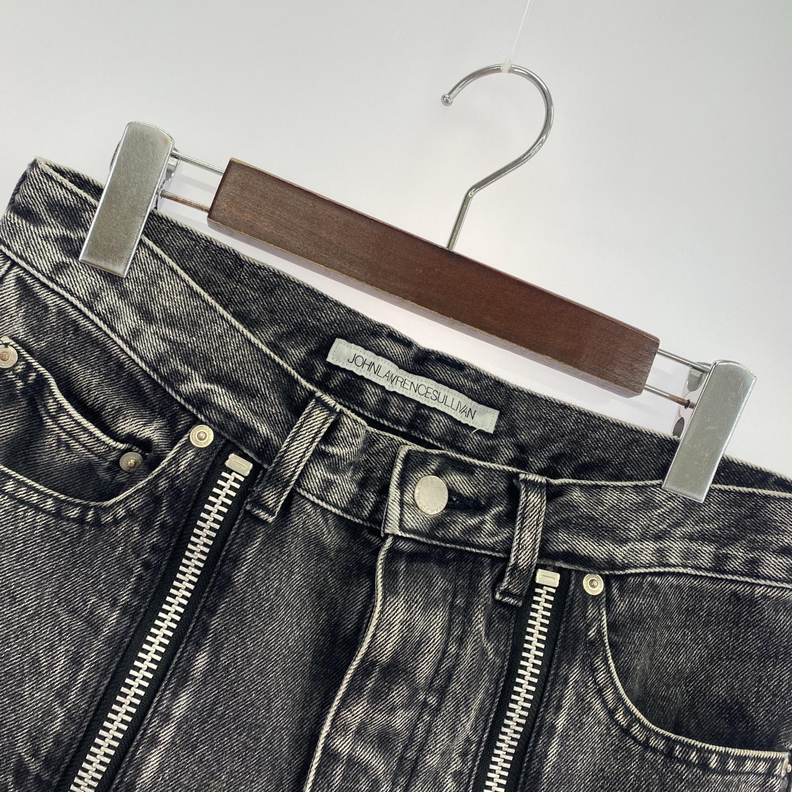 デニムパンツ JOHN LAWRENCE SULLIVAN WASHED DENIM ZIPPED PANTS ブラックデニムパンツ 44 ブラック 44 ブラック