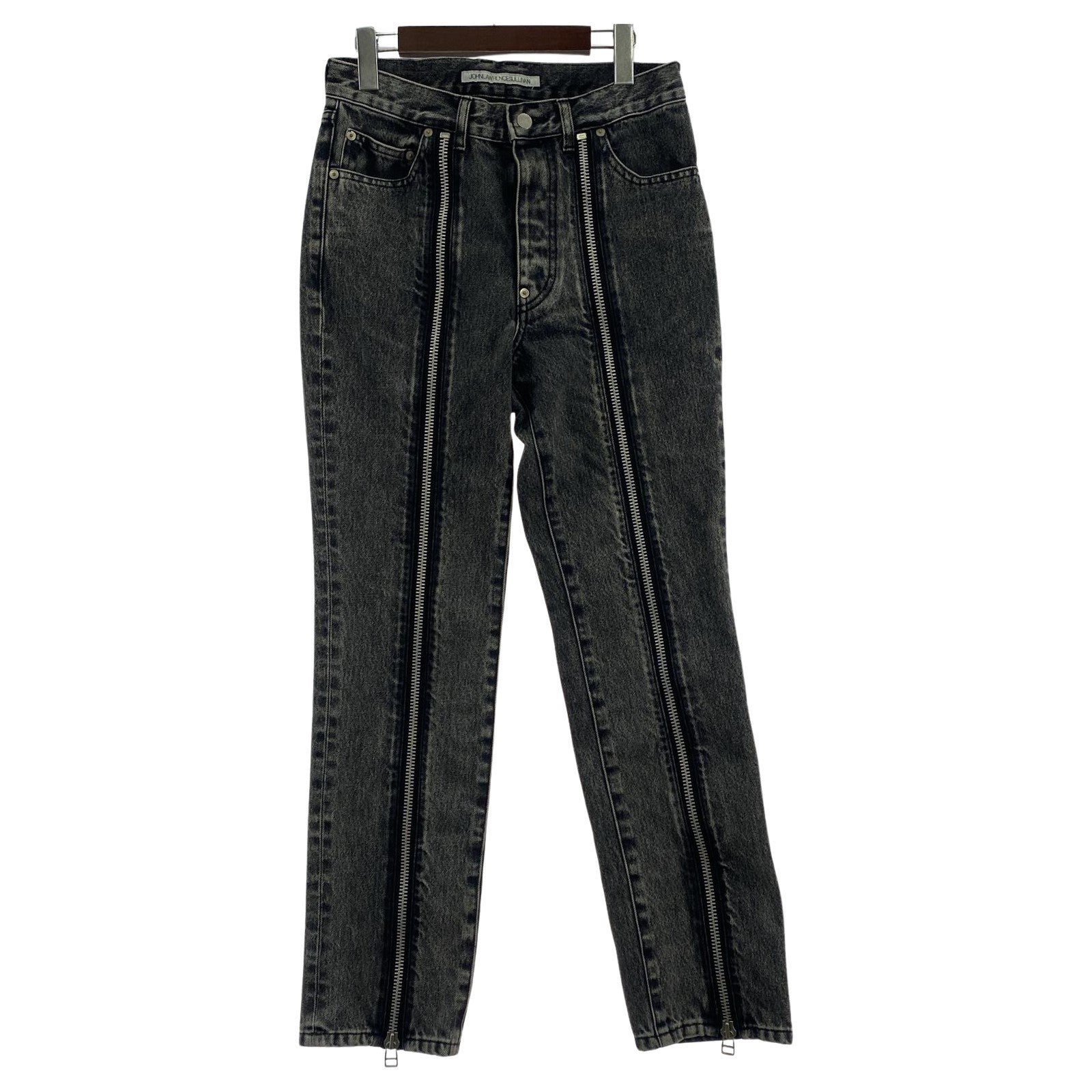デニムパンツ JOHN LAWRENCE SULLIVAN WASHED DENIM ZIPPED PANTS ブラックデニムパンツ 44 ブラック 44 ブラック