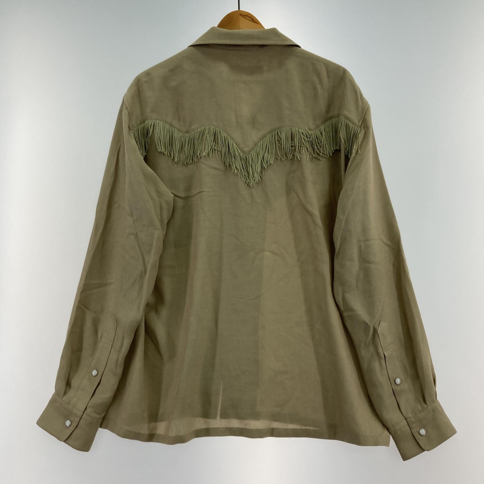 長袖シャツ TOGA(VIRILIS) Viyella fringe shirt フリンジウエスタンシャツ 48 ベージュ TV242-FJ306 ベージュ