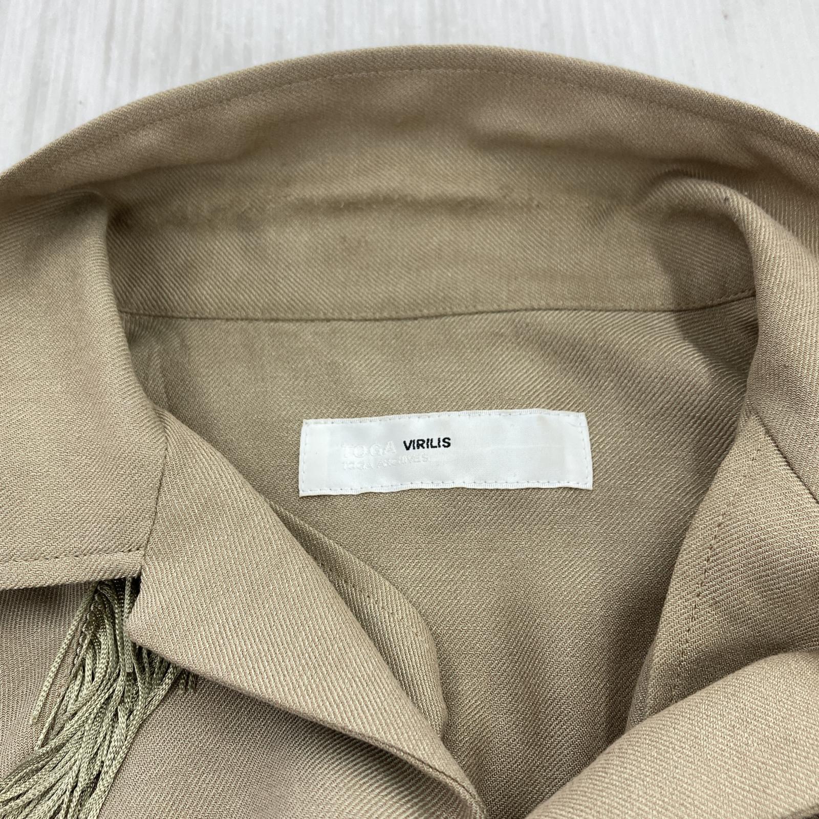 長袖シャツ TOGA(VIRILIS) Viyella fringe shirt フリンジウエスタンシャツ 48 ベージュ TV242-FJ306 ベージュ