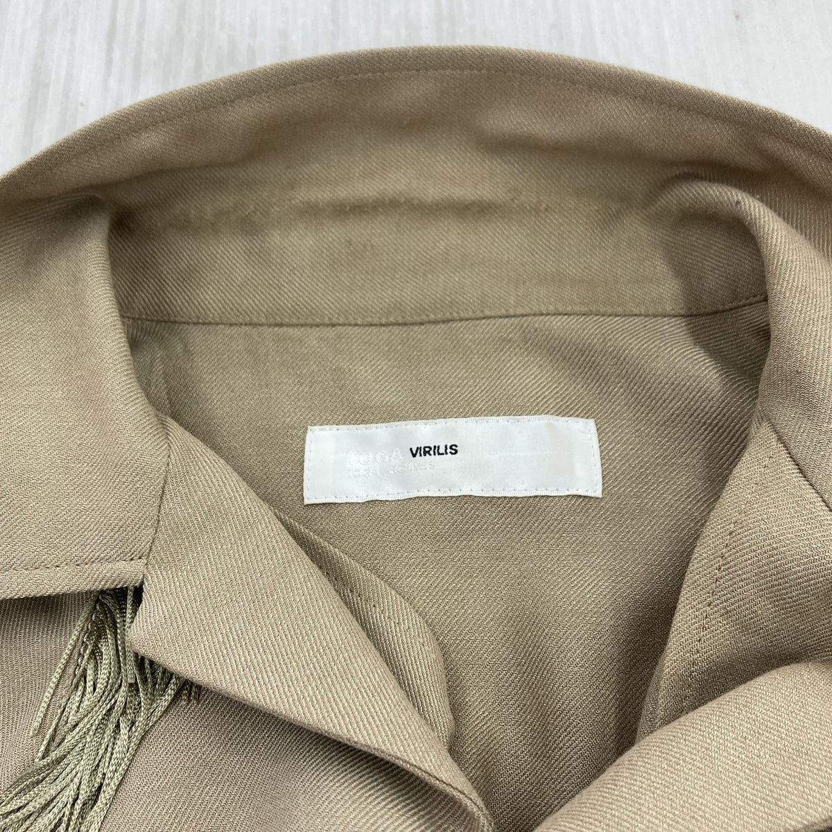長袖シャツ TOGA(VIRILIS) Viyella fringe shirt フリンジウエスタンシャツ 48 ベージュ TV242-FJ306 ベージュ