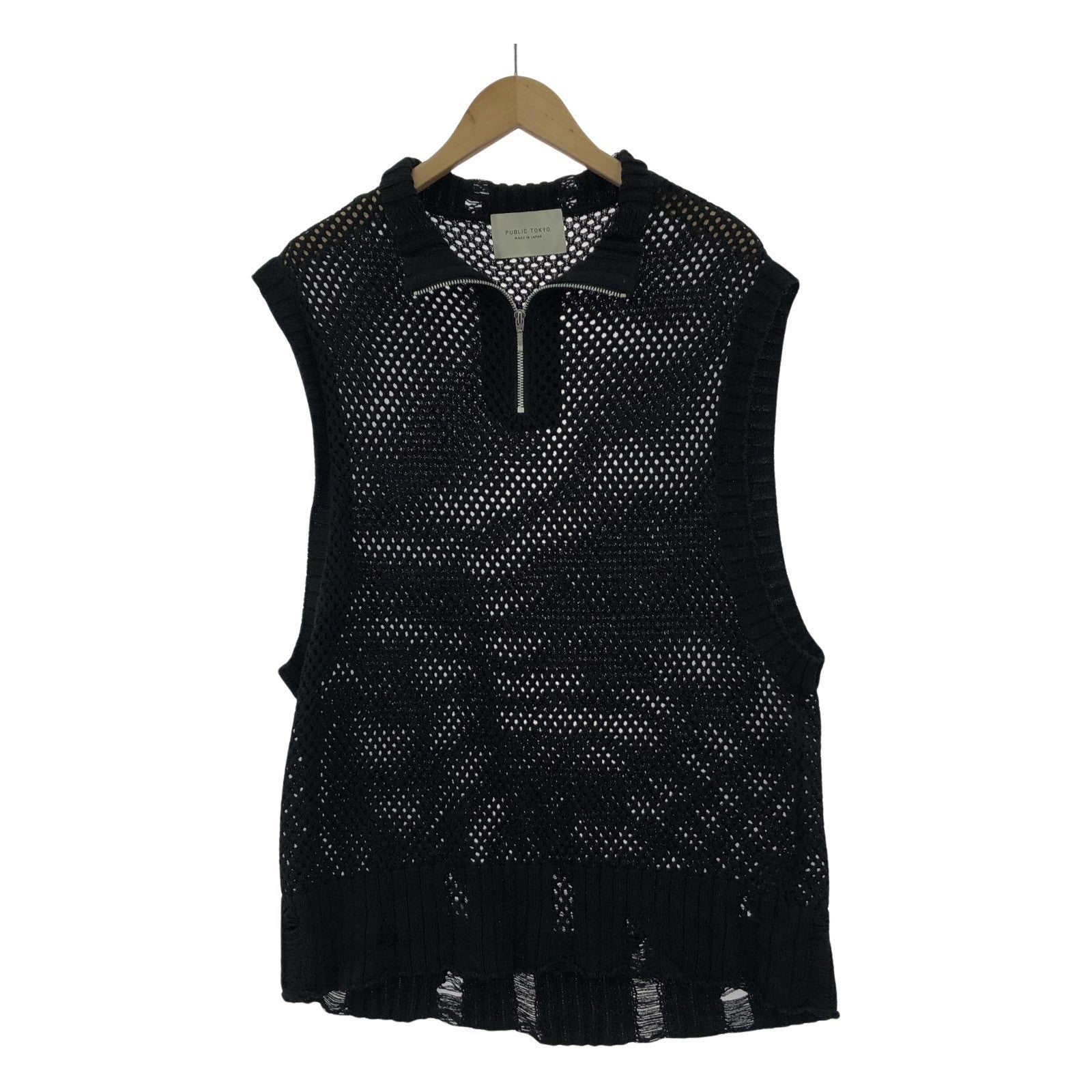 その他トップス メッシュ ハーフジップ ベスト BLK ブラック