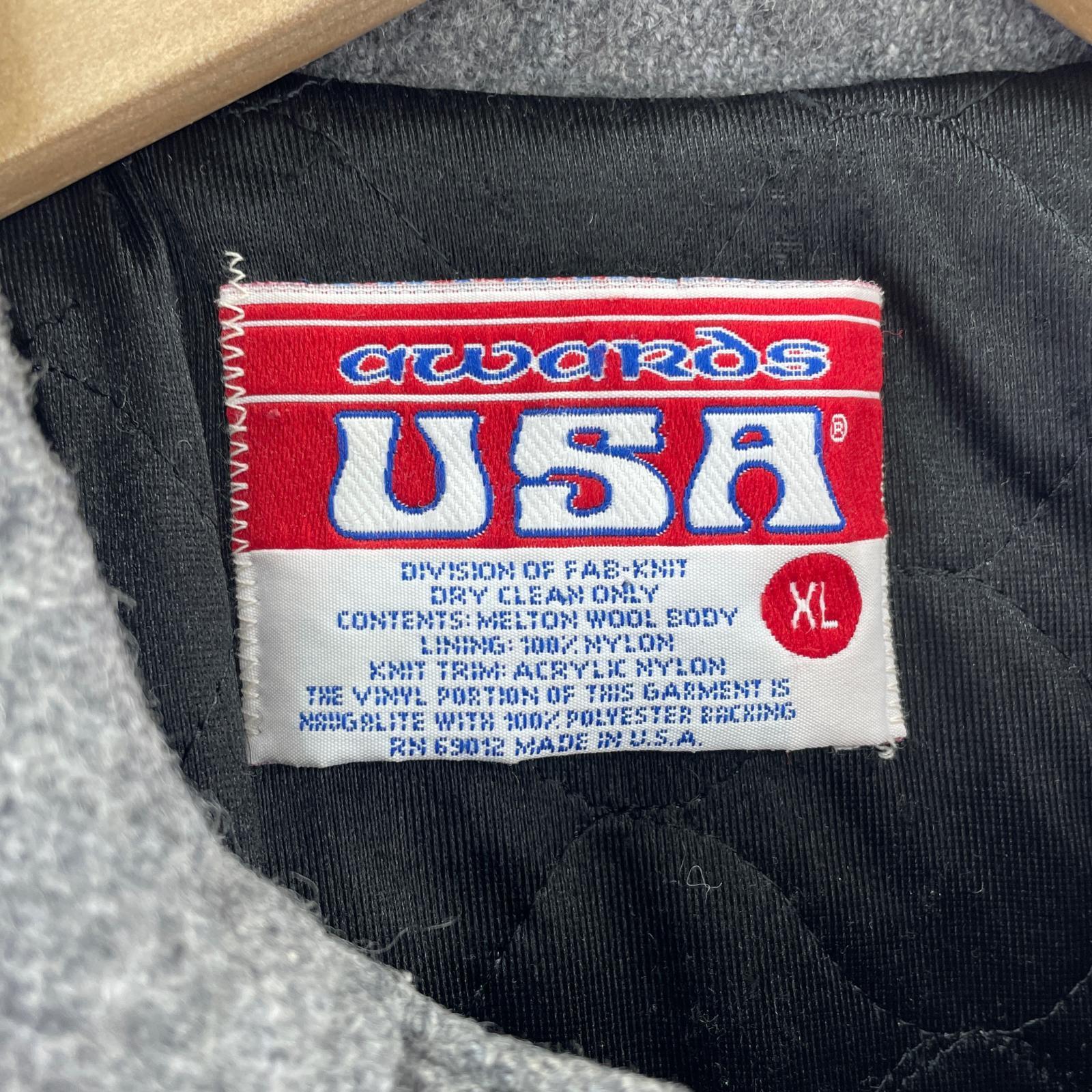 ジャケット AWARDS USA USA製 袖レザー スタジャン(XL) グレー×ブルー