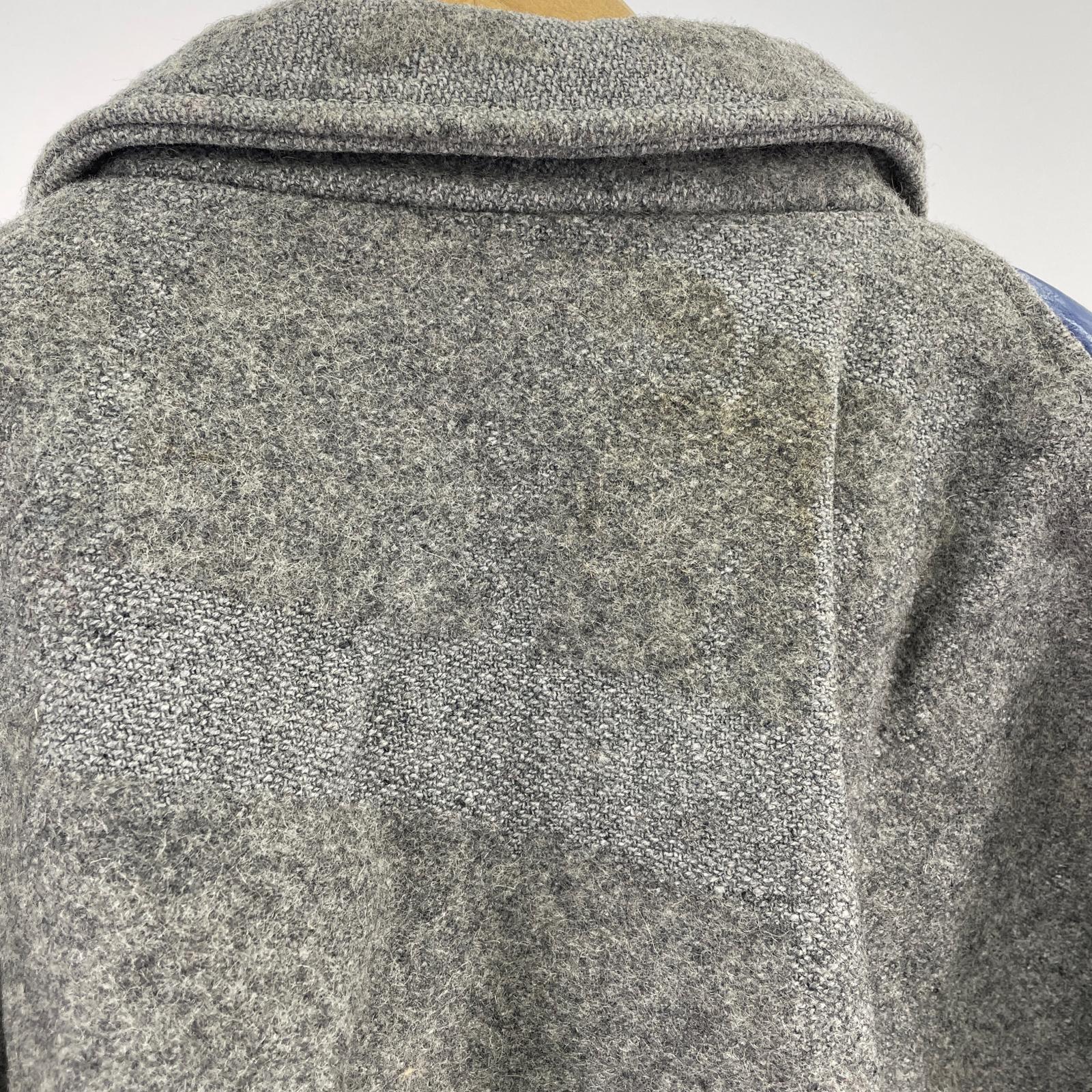 ジャケット AWARDS USA USA製 袖レザー スタジャン(XL) グレー×ブルー