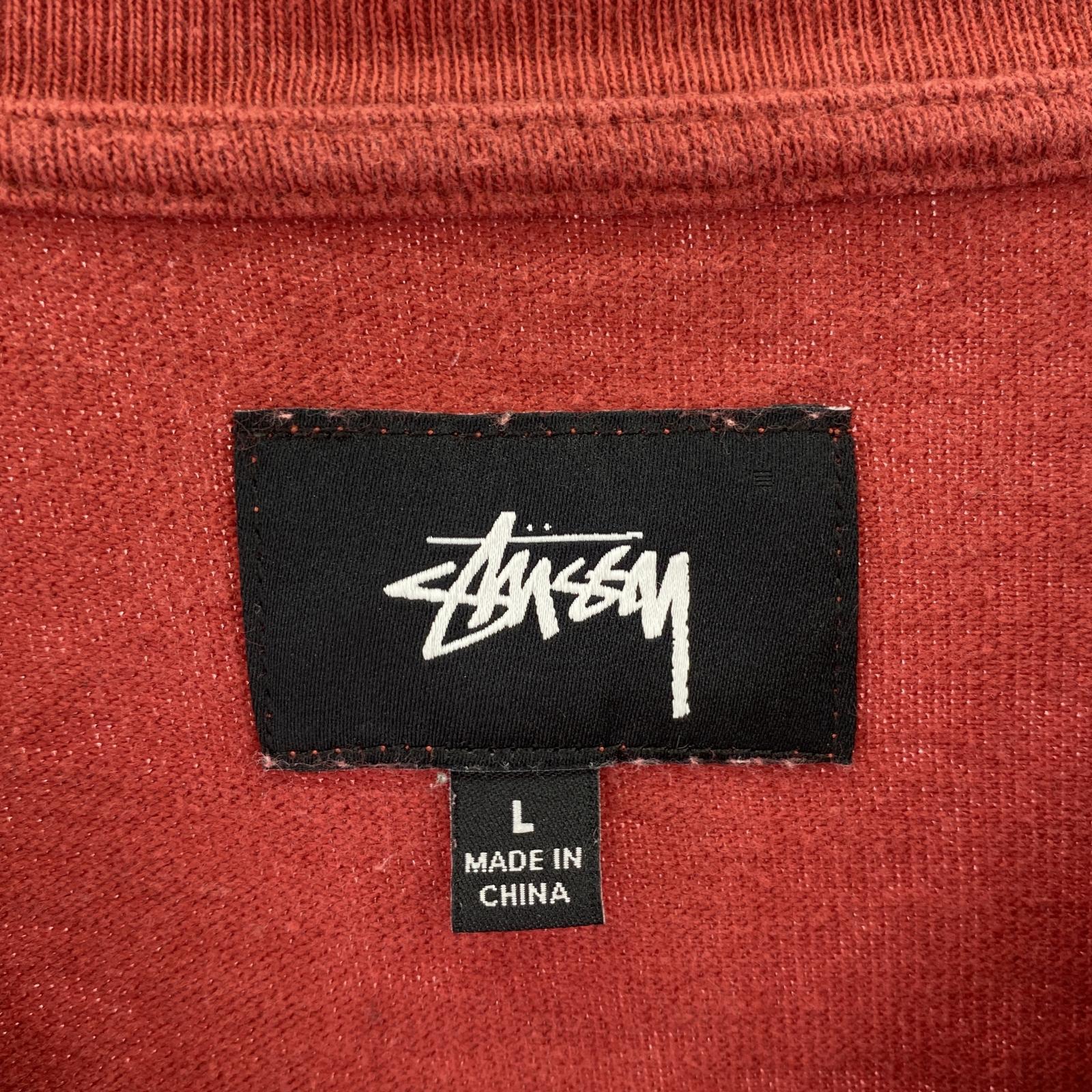 長袖Tシャツ ロゴ刺繍 L/Sカットソー 赤 (L) L レッド