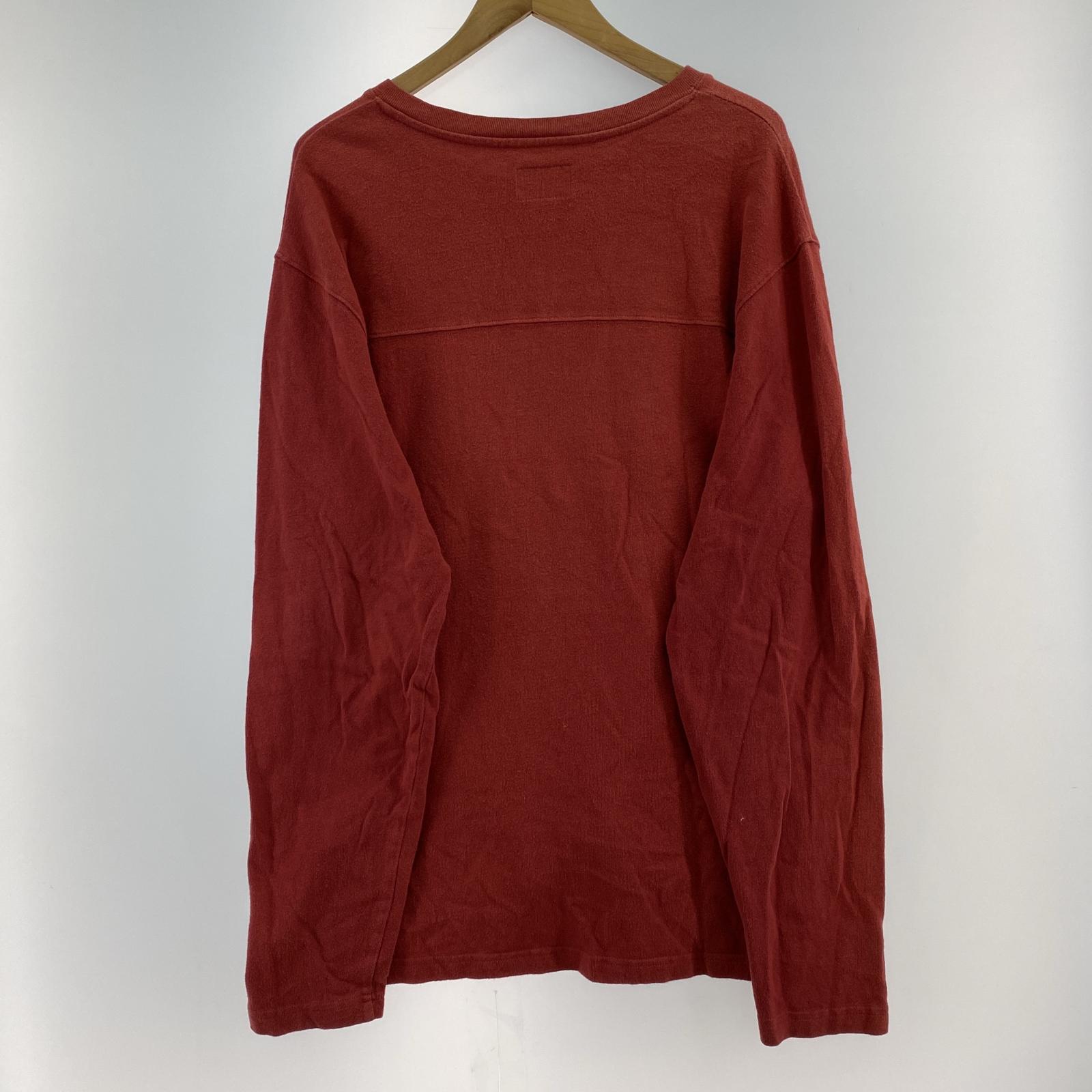 長袖Tシャツ ロゴ刺繍 L/Sカットソー 赤 (L) L レッド