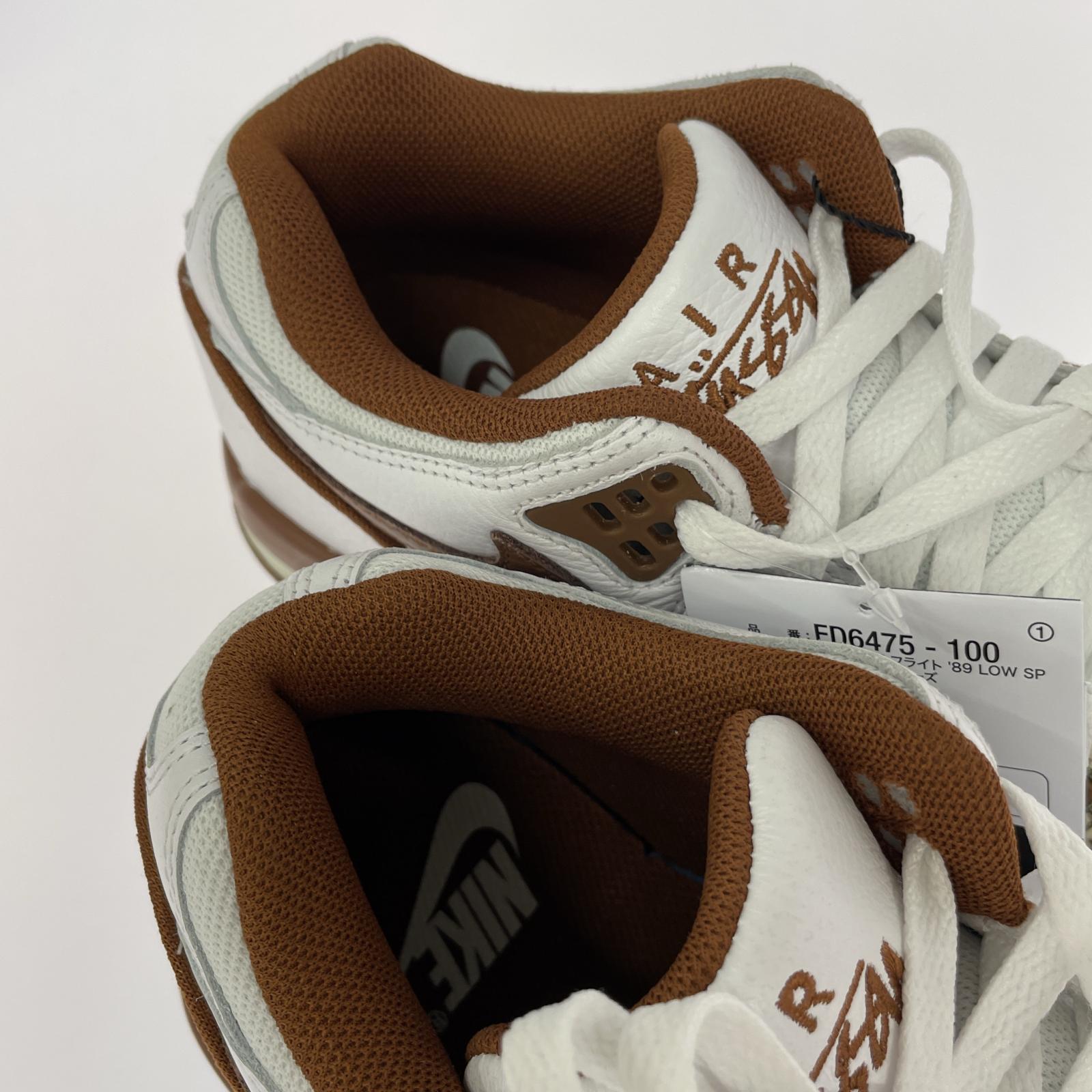 スニーカー NIKE×STUSSY AIR FLIGHT 89 LOW SP White and Pecan FD6475-100 (27.5) 27.5cm (US9 1/2 UK9 EU45)
