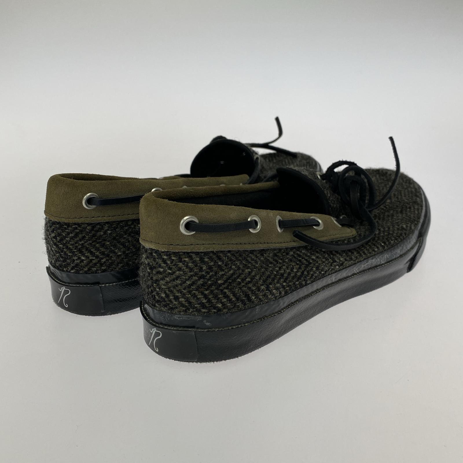 シューズ ×Harris Tweed デッキシューズ ブラック
