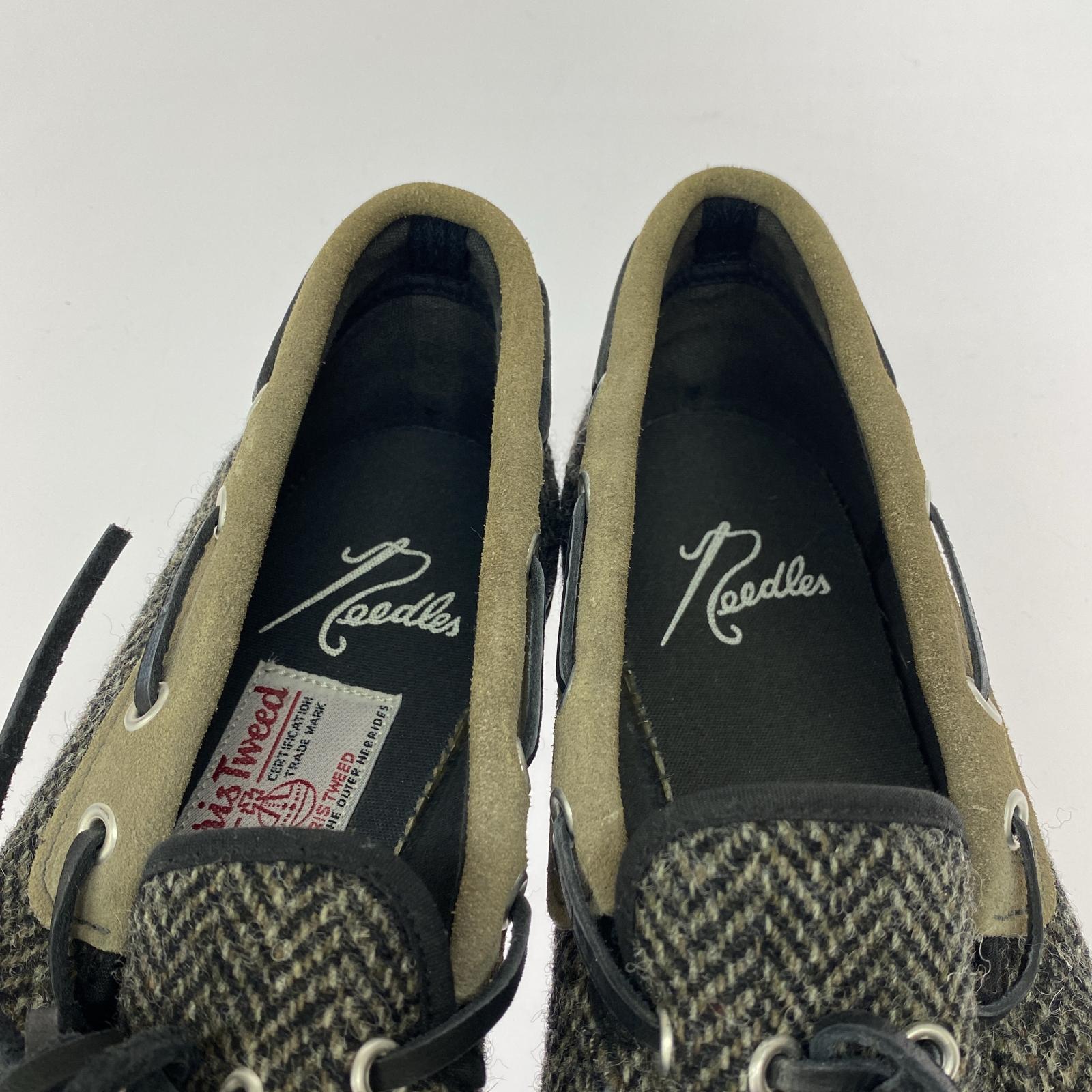 シューズ ×Harris Tweed デッキシューズ ブラック
