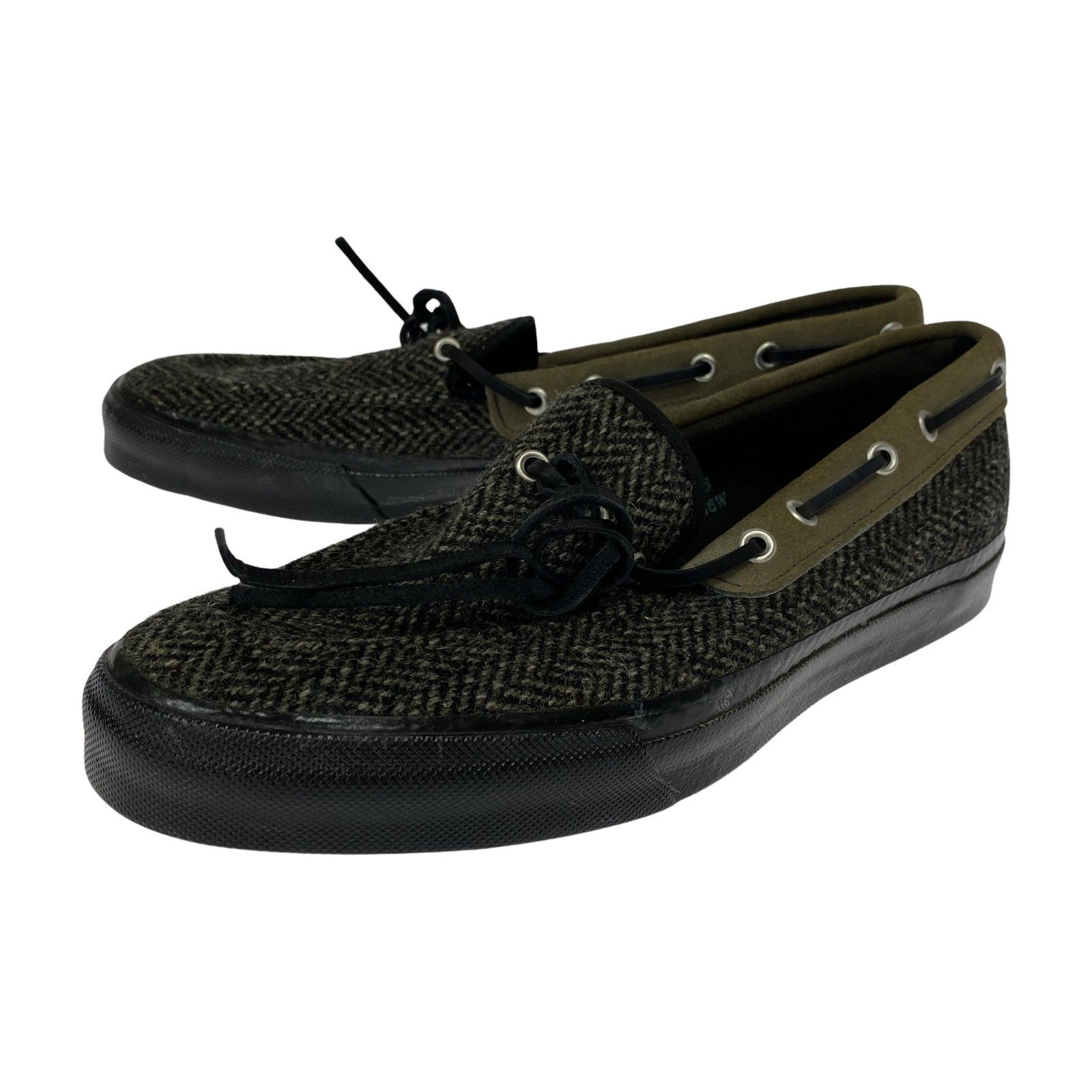 シューズ ×Harris Tweed デッキシューズ ブラック