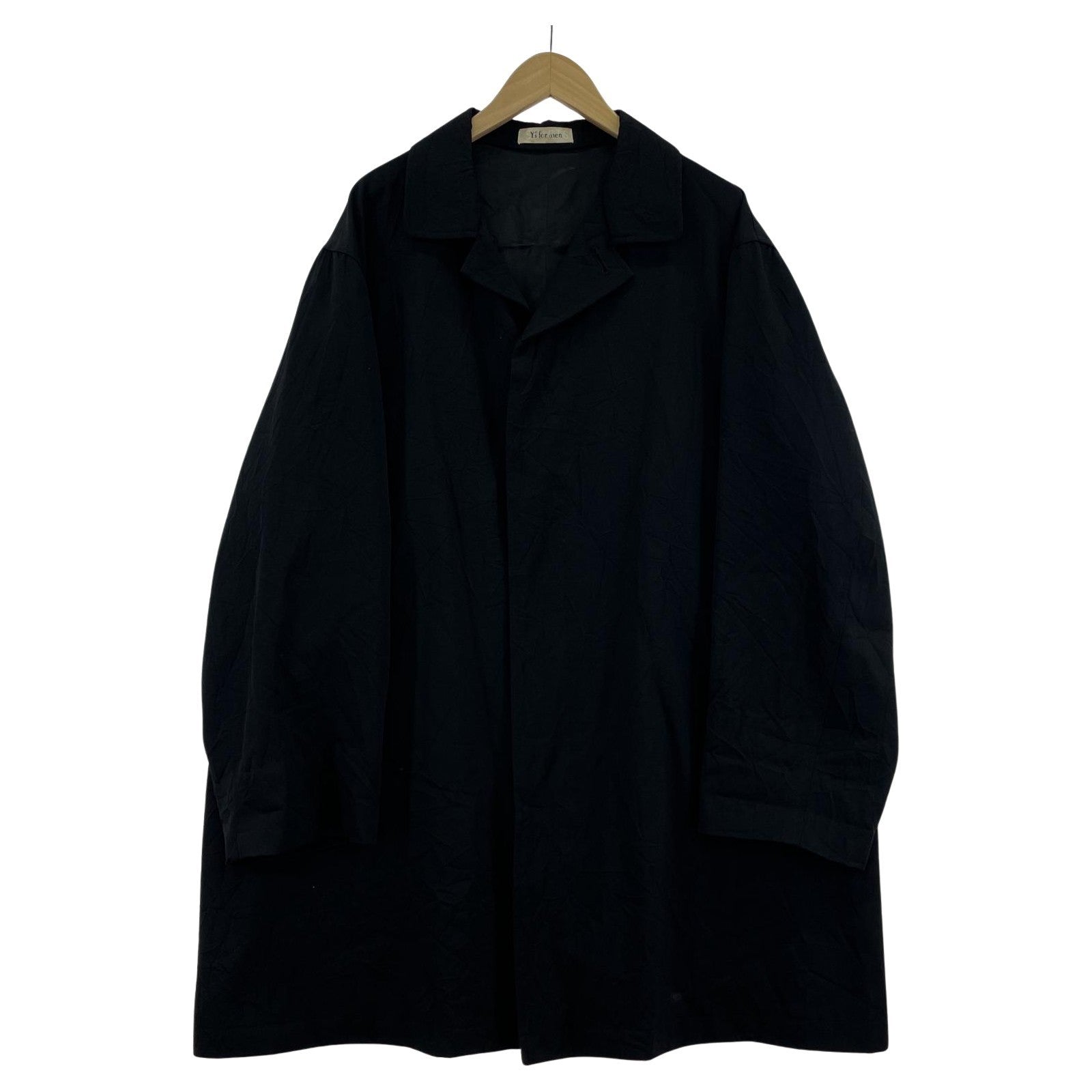 ジャケット Y’s for men シワギャバ ステンカラーコート L ブラック L ブラック