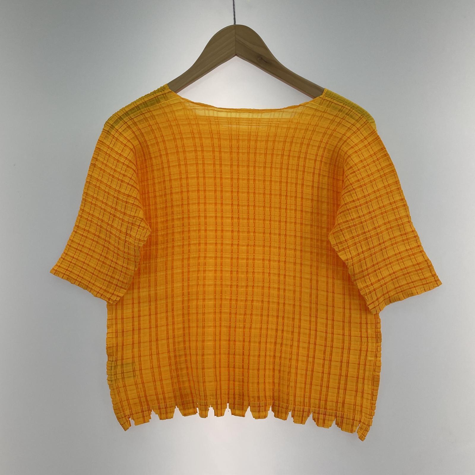 半袖Tシャツ プリーツ 裾ジグザグ 黄色 2 イエロー