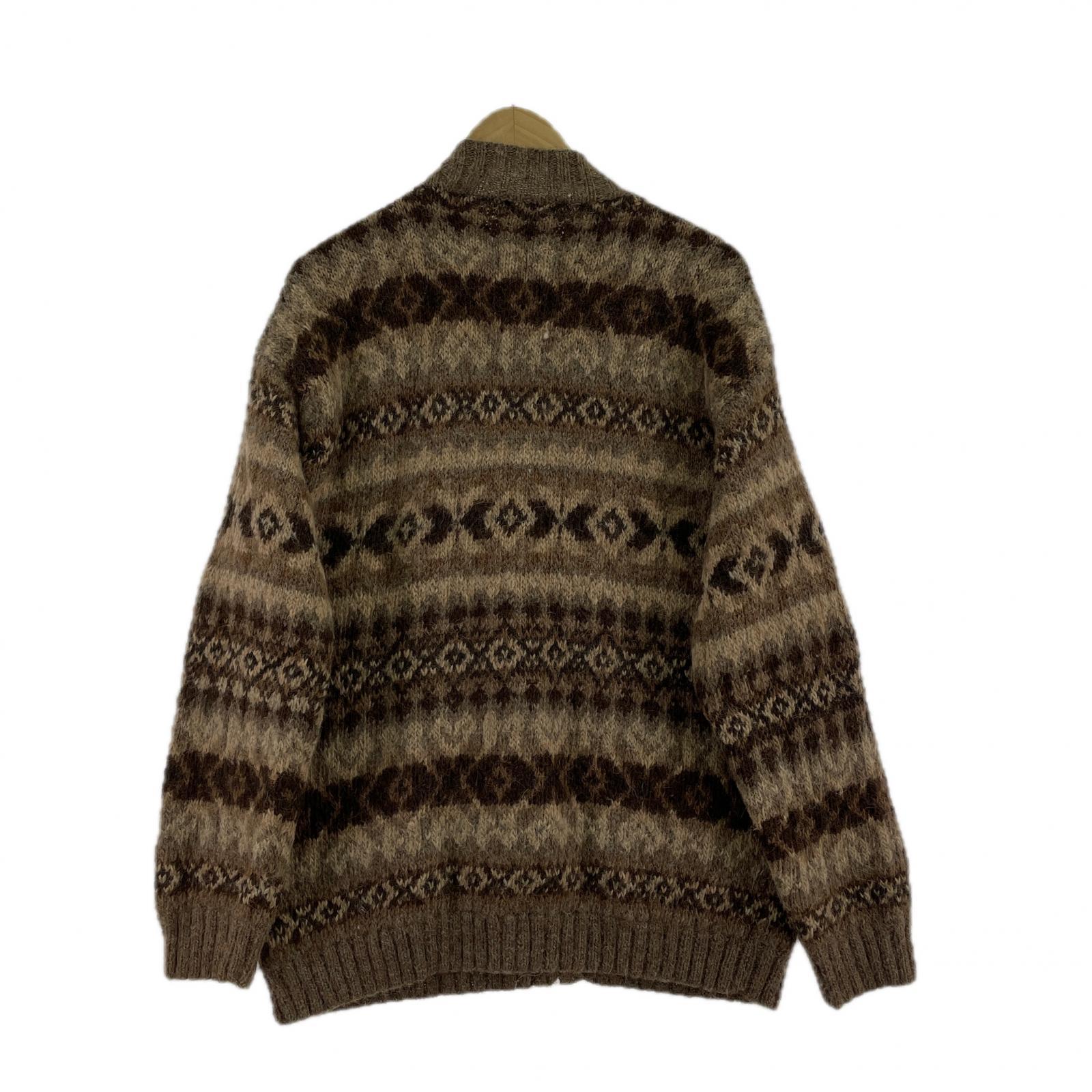 カーディガン POLO RALPH LAUREN LAUREN ノルディック柄 ジップニット L L ブラウン