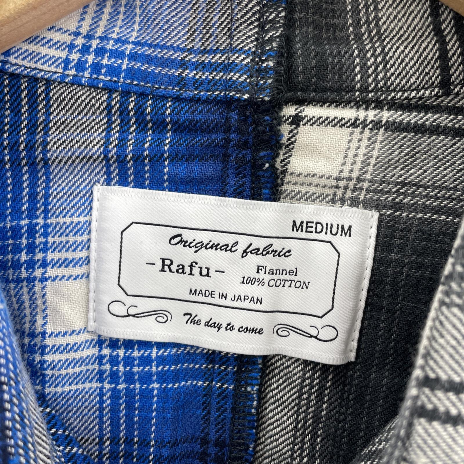 長袖シャツ Rafu ドッキングウエスタンシャツ M ブルー×ブラック M
