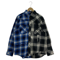 長袖シャツ Rafu ドッキングウエスタンシャツ M ブルー×ブラック M