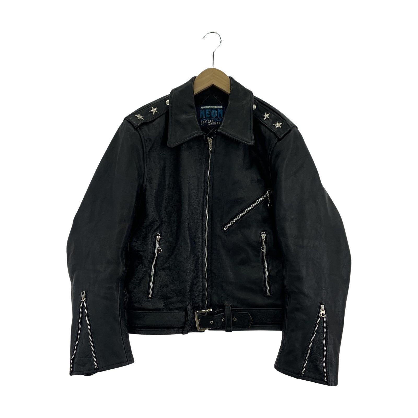 レザージャケット NEON LEATHER GARMENT シドジャン ブラック