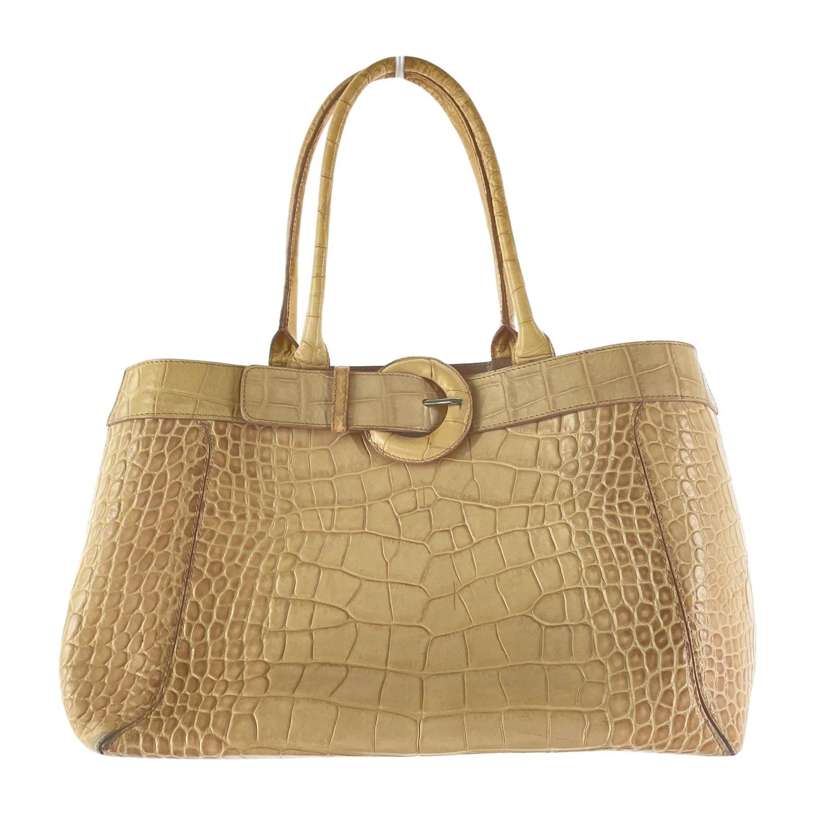 ハンドバッグ FURLA 型押しレザーハンドバッグ ベージュ