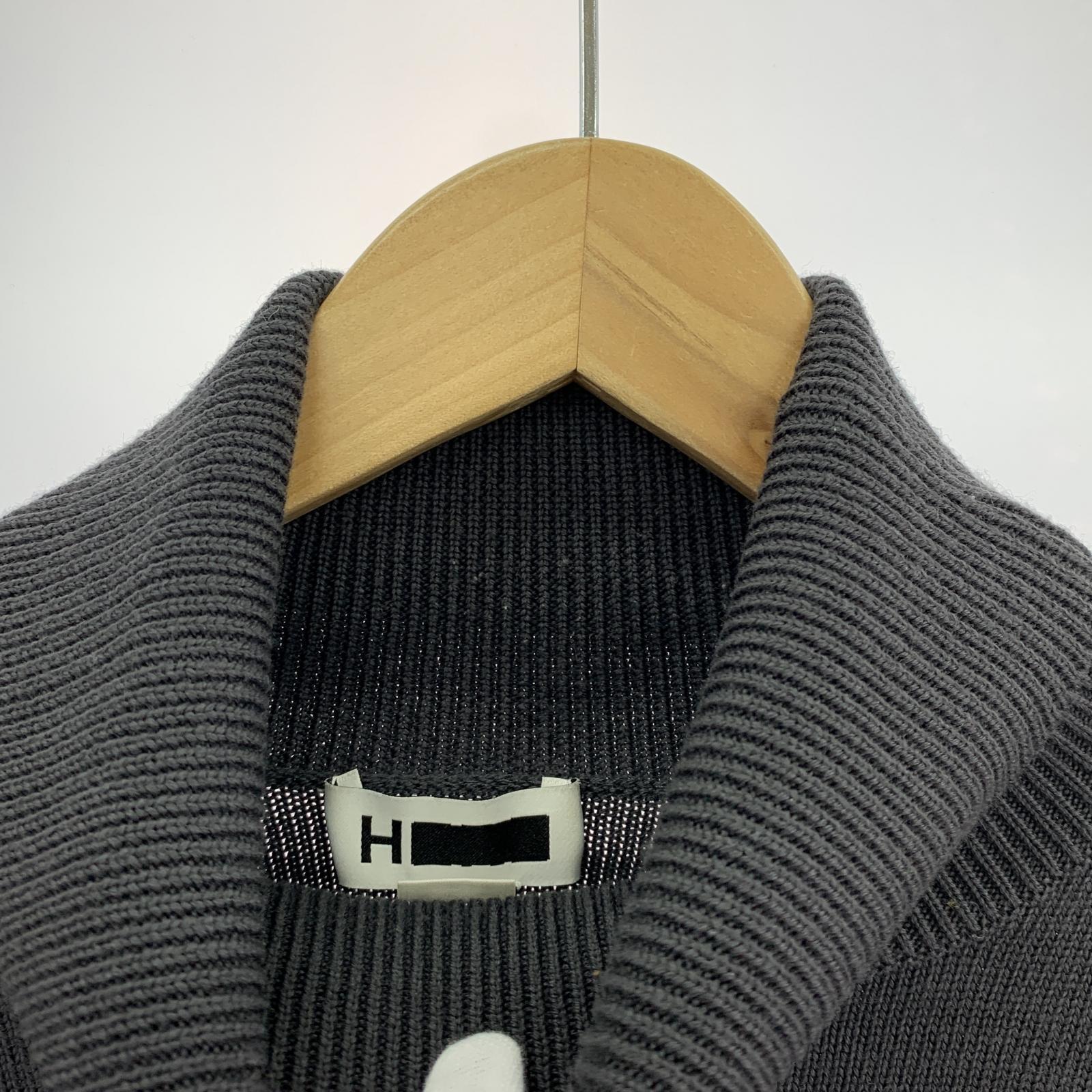 ニット H WOOL 9GAUGE TURTLE NECK KNIT L ブラック