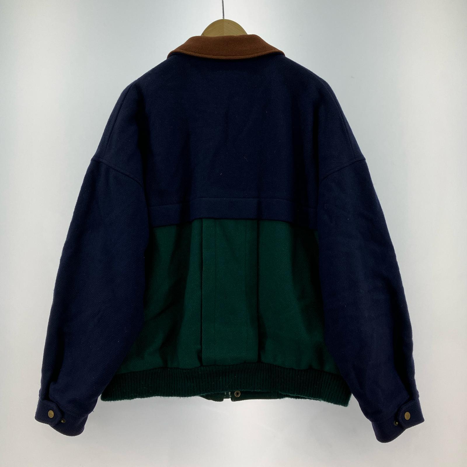 ブルゾン 80s バイカラー 緑紺 M M