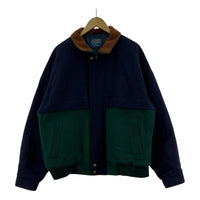ブルゾン 80s バイカラー 緑紺 M M