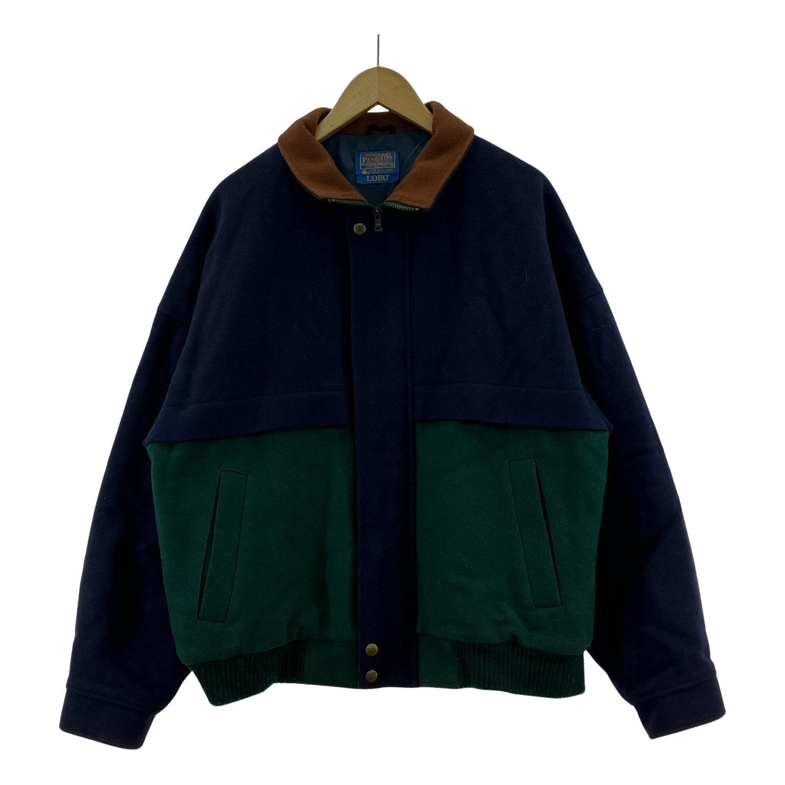 ブルゾン 80s バイカラー 緑紺 M M