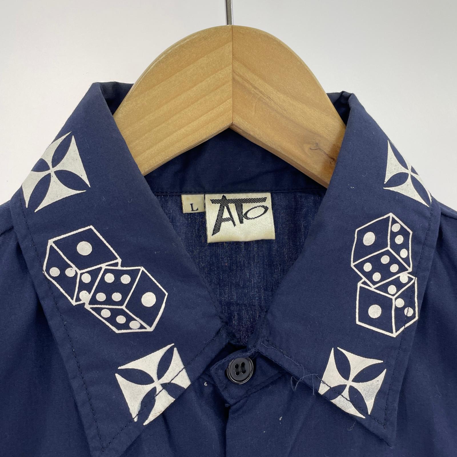 半袖シャツ ATO ファイヤーパターン 紺(L) L