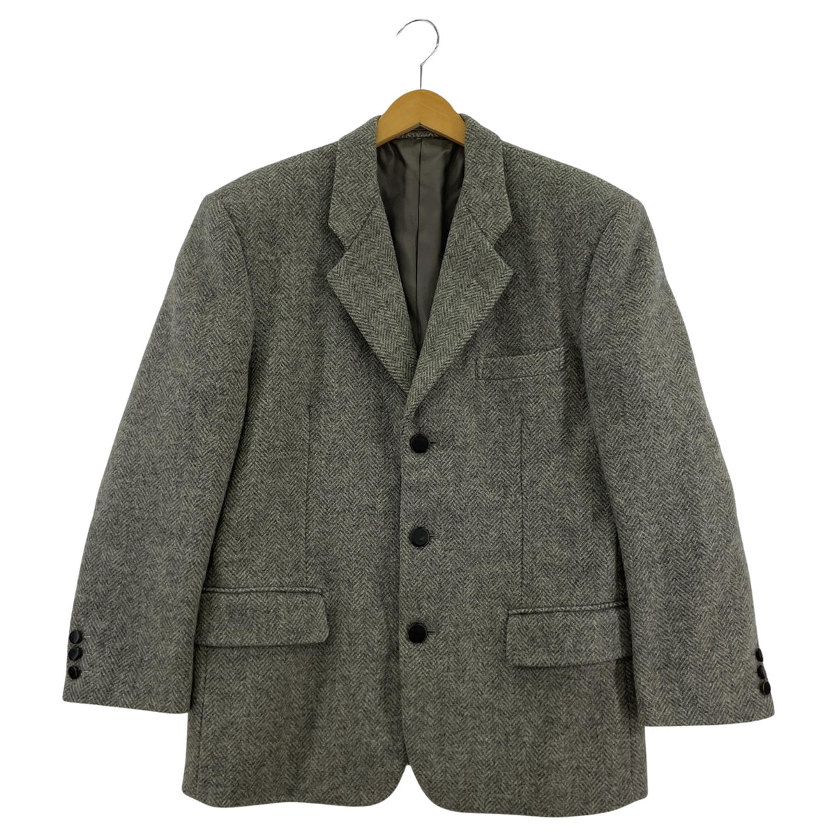 テーラードジャケット COMME des GARCONS HOMME 80s ウッドボタン ツイード アジャスター付3Bジャケット S グレー S グレー