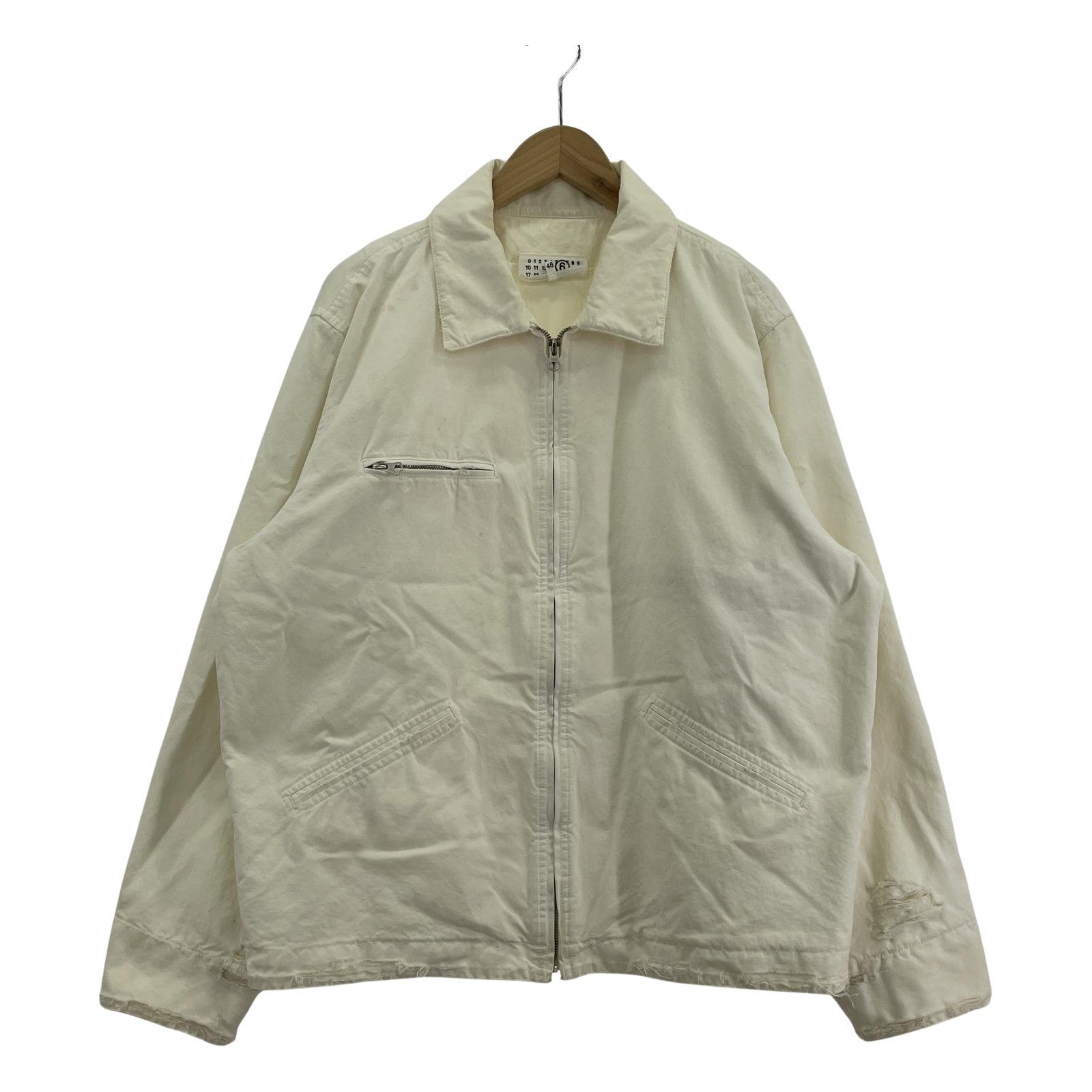 ジャケット MM6 24SS ダメージ加工 シップブルゾン 48 ホワイト SH0AM0004 48 ホワイト