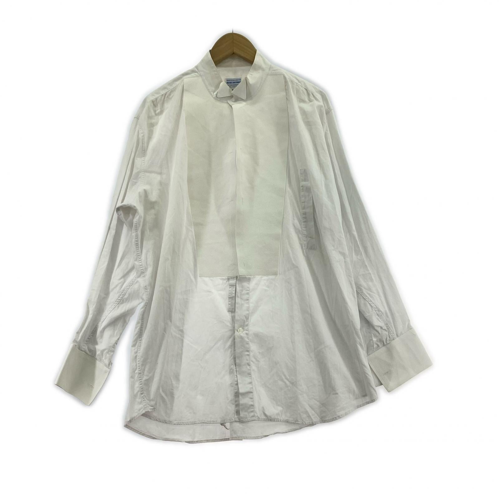 長袖シャツ 70s- ドレシャツ カフスボタン 白 17.5 ホワイト