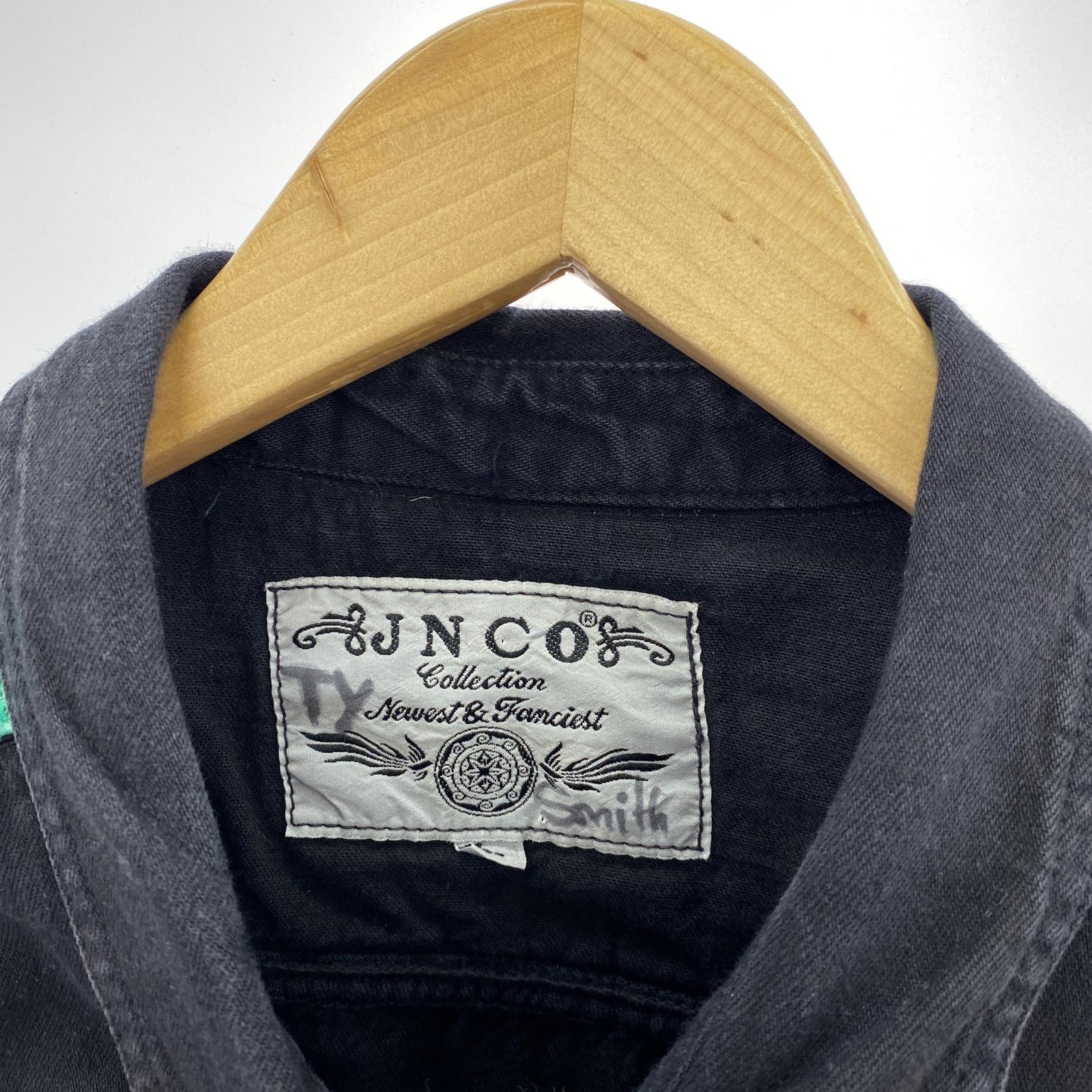長袖シャツ JNCO スウェード切替 長袖シャツ(L) ブラック×ラスタ L ブラック