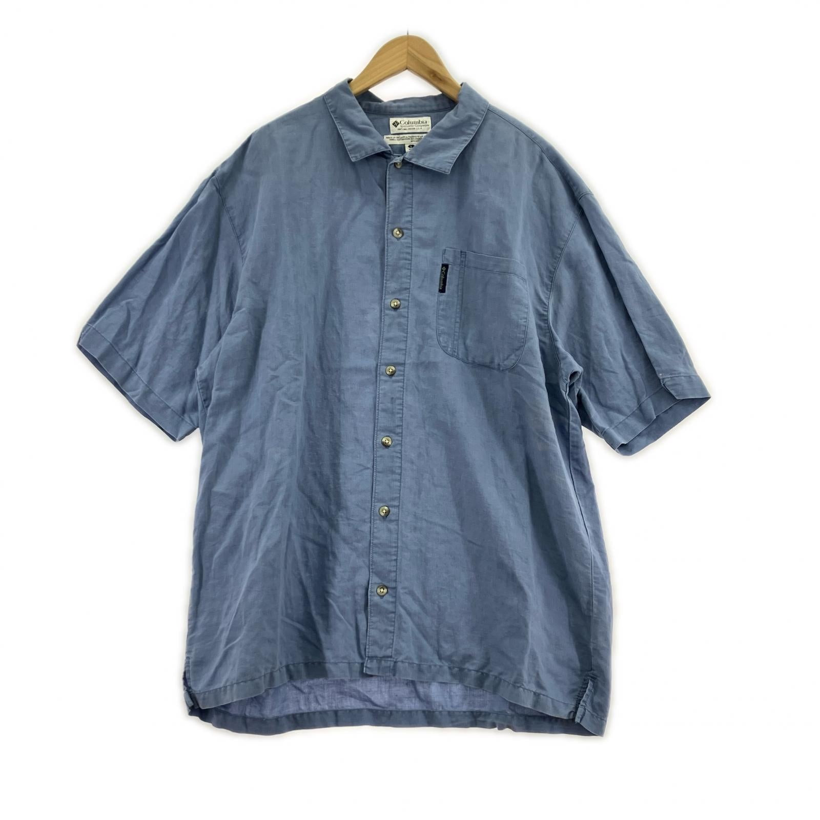 半袖シャツ 90s 白タグ S/Sシャツ 青 L