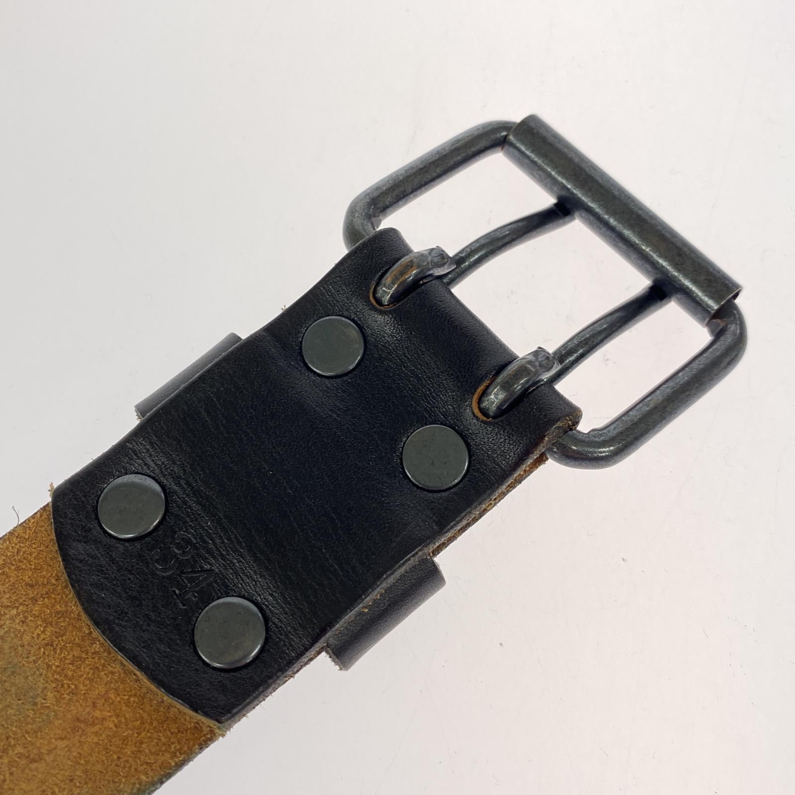その他アクセサリー レザーベルト 真鍮ロゴ (34)BLK ブラック