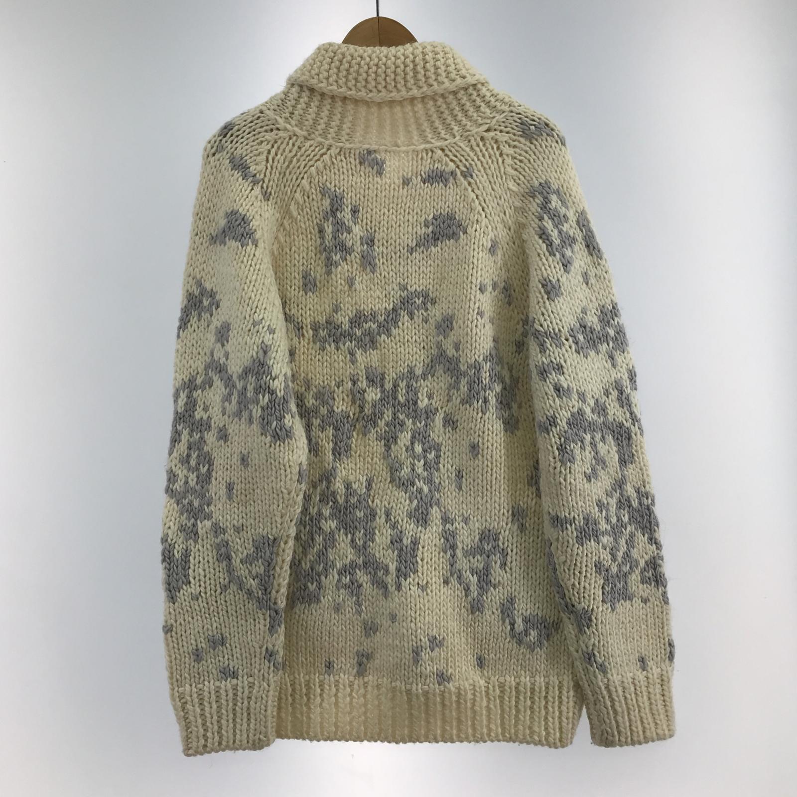 ニット 総柄 カウチンニット 白 (L) L ホワイト