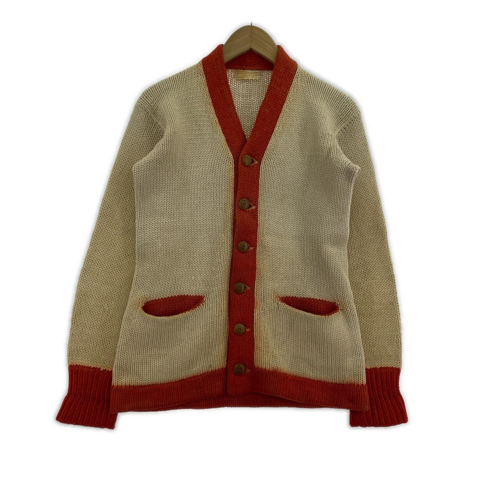 カーディガン 40-50s shawl collar lettered cardigan ベージュ