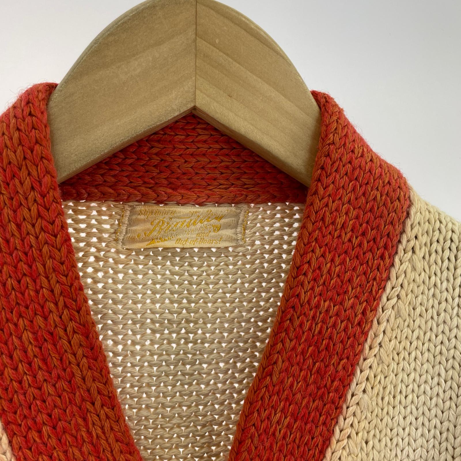 カーディガン 40-50s shawl collar lettered cardigan ベージュ