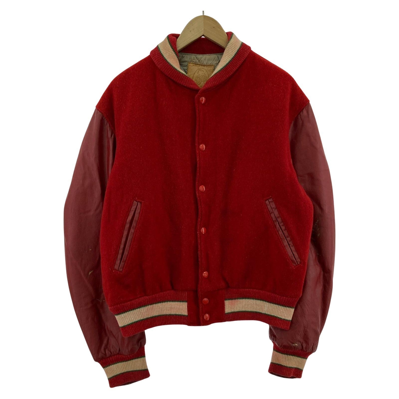 ブルゾン A BEAR FOR WEAR ウールスタジャン (L) RED レッド