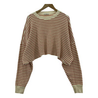 長袖Tシャツ ショート丈ボーダーカットソー フリー