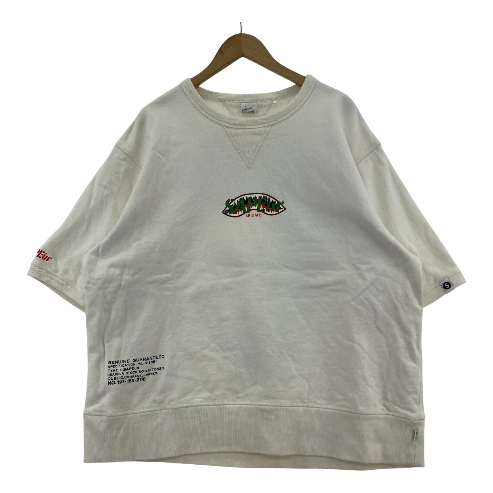 スウェット SAPeur シャークヘッド S/Sスウェット XL ホワイト ホワイト