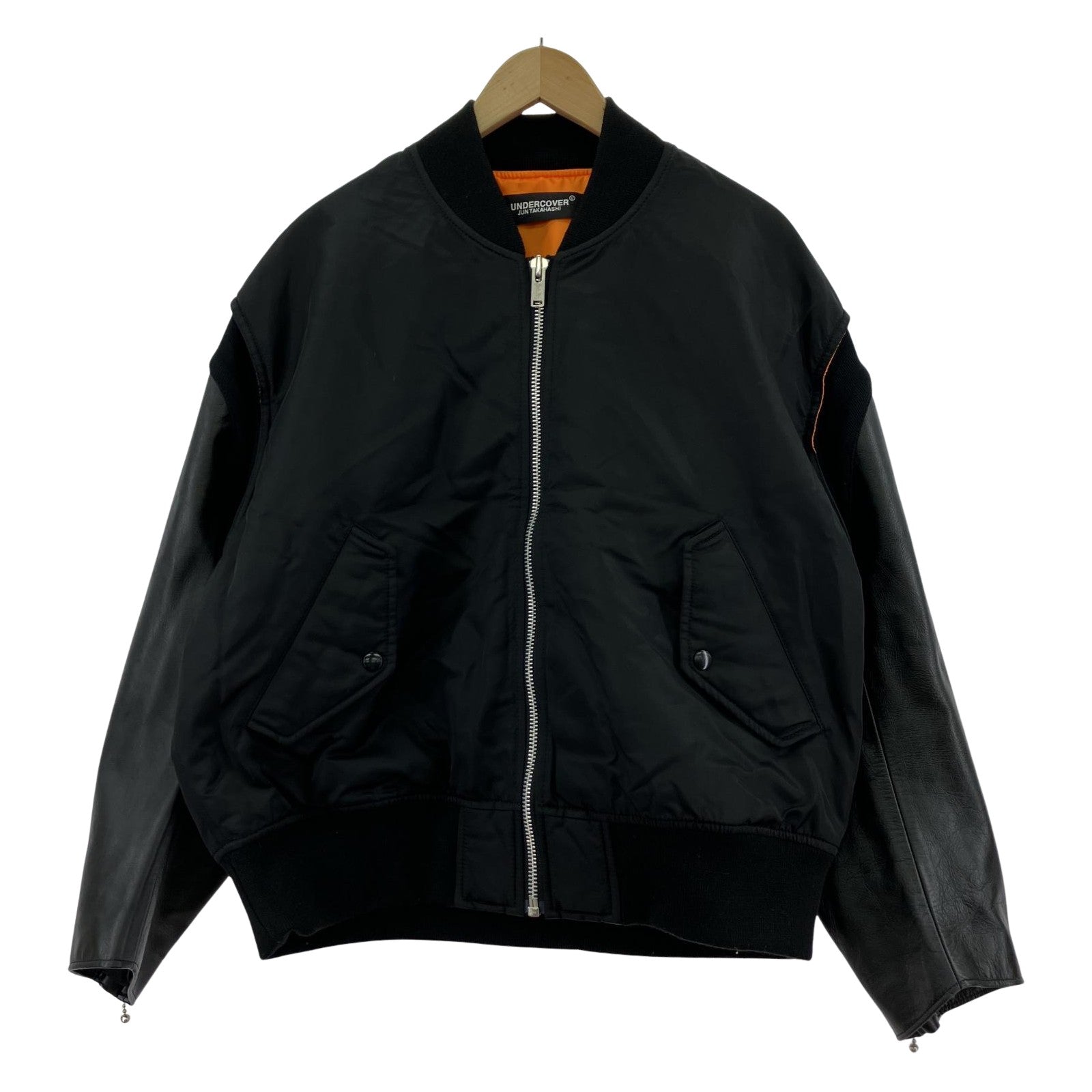 ジャケット 24AW 袖レザー MA-1 (2) UC2D9205 ブラック