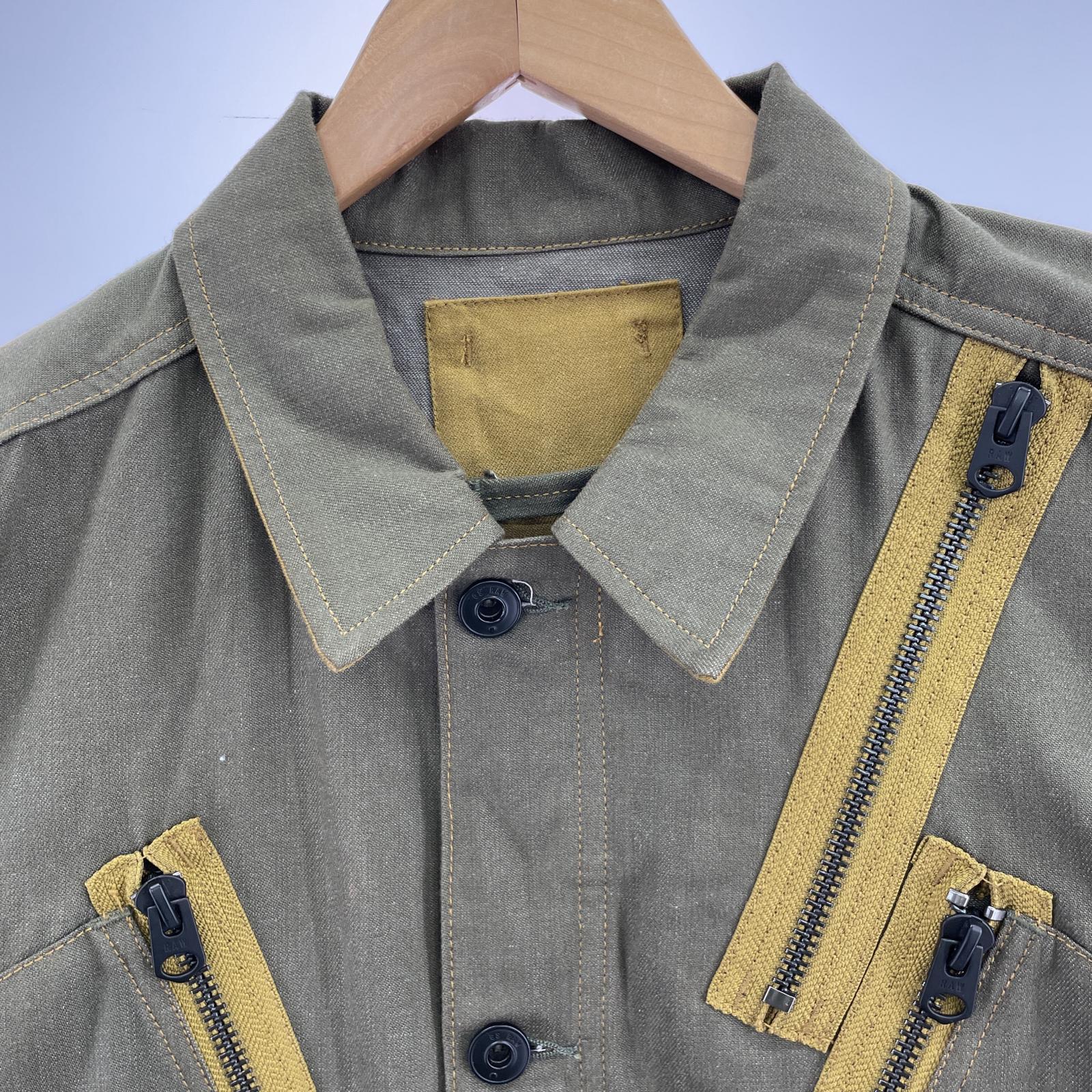 ミリタリージャケット SLANTED POCKET OVERSHIRT XL カーキ