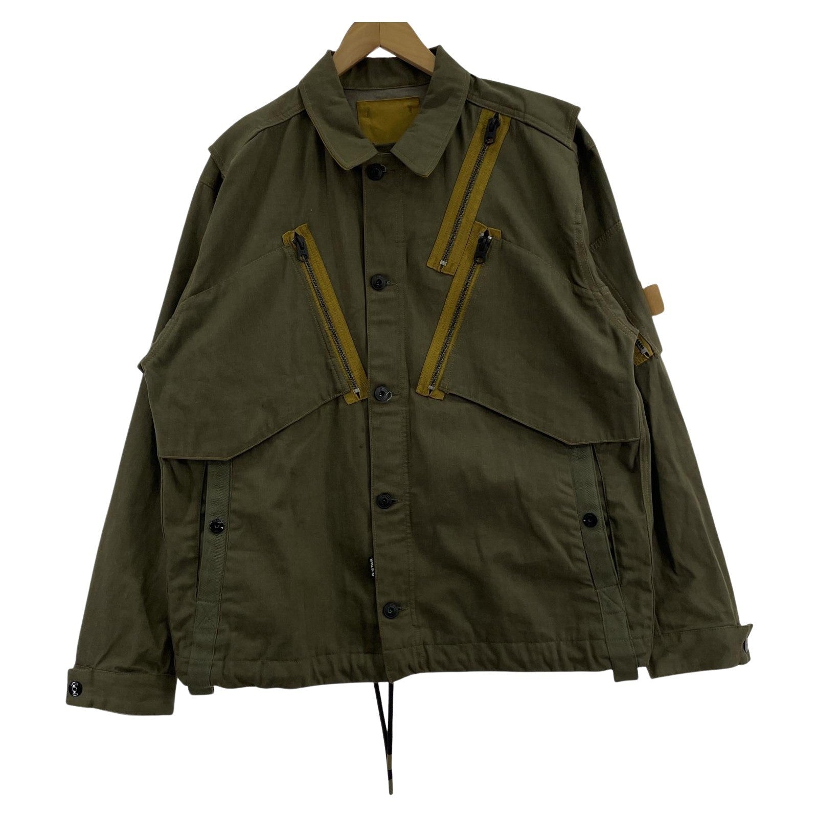 ミリタリージャケット SLANTED POCKET OVERSHIRT XL カーキ